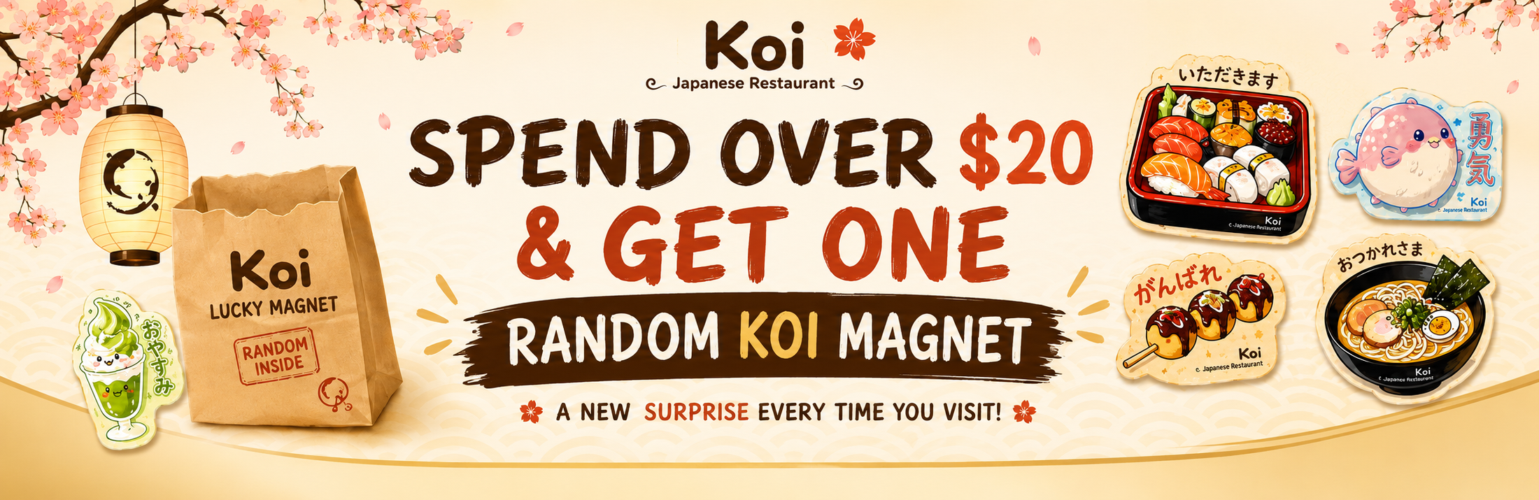 Spend over $20 and get one random Koi magnet